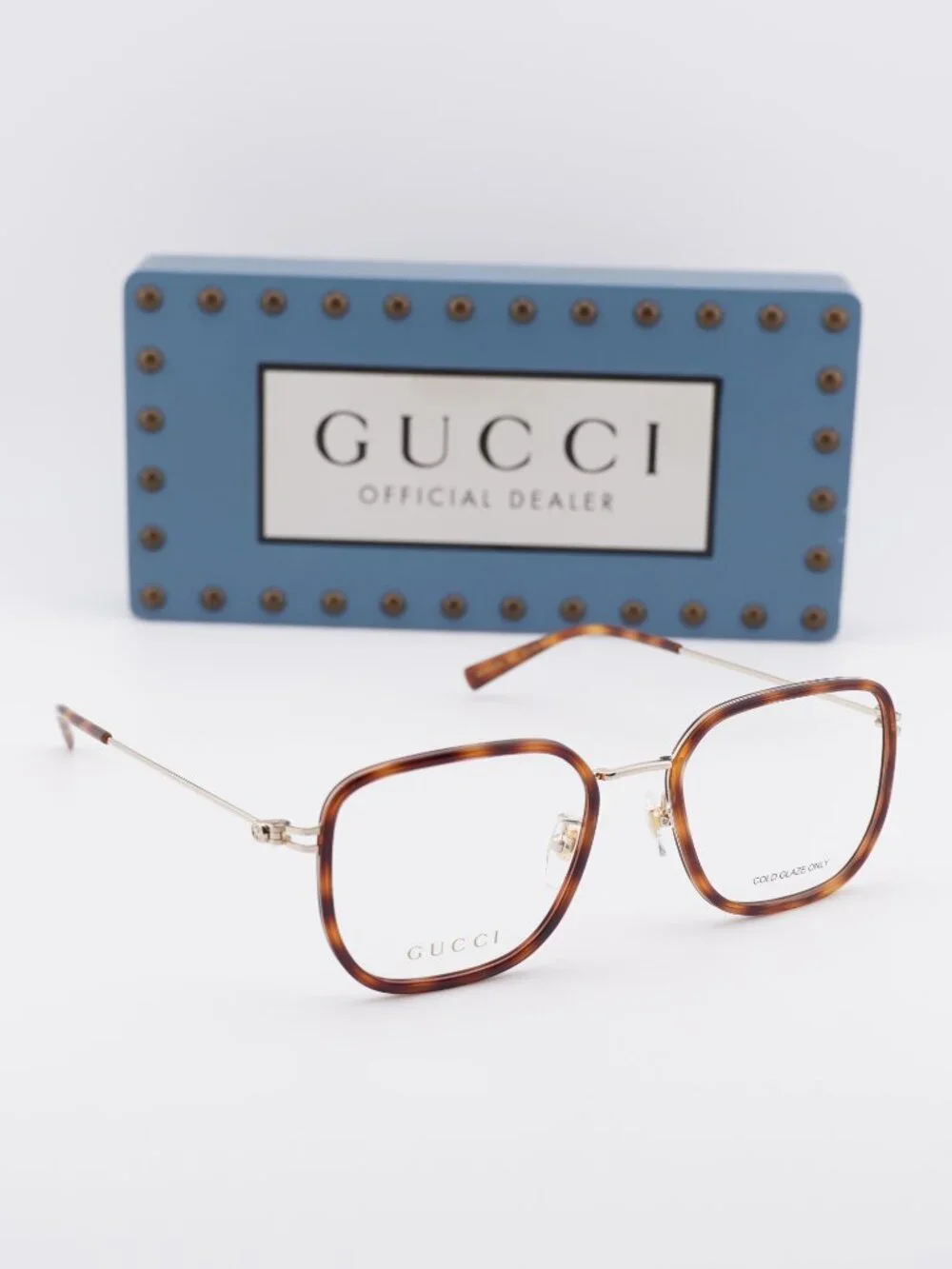 Gucci GG1852OA 002 Square Eyeglasses 53mm - Havana  / Gold
